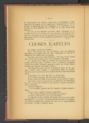 Choses Kabyles.
