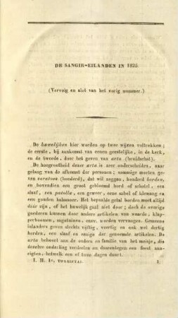 De Sangir-eilanden in 1825. (Vervolg en slot van het vorig nummer.)