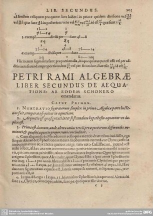 Petri Rami Algebrae Liber Secundus De Aequatione: Ab Eodem Schonero emendatus.