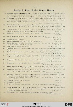 Arbeiten in Eisen, Kupfer, Bronze, Messing (Nr. 100-153)