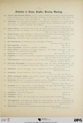 Arbeiten in Eisen, Kupfer, Bronze, Messing (Nr. 100-153)