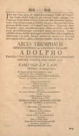 Arcus triumphalis reverendissimo ac celsissimo principi Adolpho ...