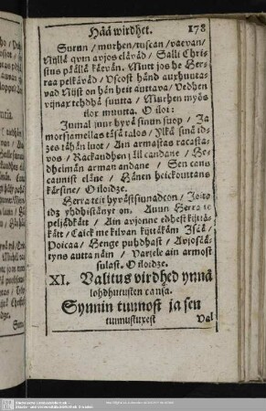 XI. [i.e. IX.] Valitus virdhed ynnä lohdhutusten cansa
