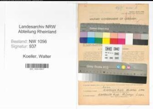 Entnazifizierung Walter Koeller , geb. 19.02.1912 (Lehrer)