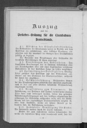 Auszug aus der Verkehrs-Ordnung für die Eisenbahnen Deutschlands.