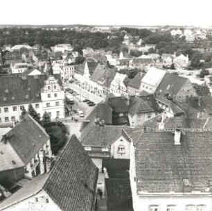 Colditz. Markt. Blick vom Turm der Stadtkirche St. Egidien nach Nordwesten