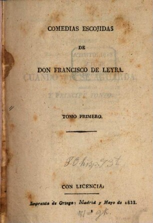 Comedias escojidas. 1. (1833)