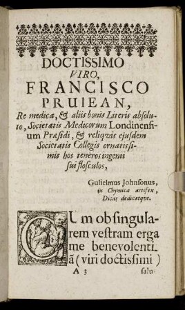 Doctissimo Viro, Francisco Pruiean ...