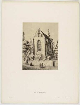 Die Kirche St. Afra in der Altstadt von Meißen, Blatt 9 aus der Mappe "Meißen" nach Federzeichnungen von Bernhard Mannfeld
