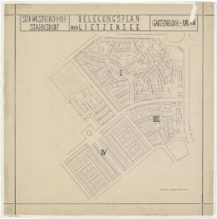 Belegungspläne Lietzensee (kartoniert) Südwestkirchhof Stahnsdorf - Gartenblock I, III,IV