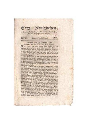 Tags-Neuigkeiten No. 20; 13. August 1833