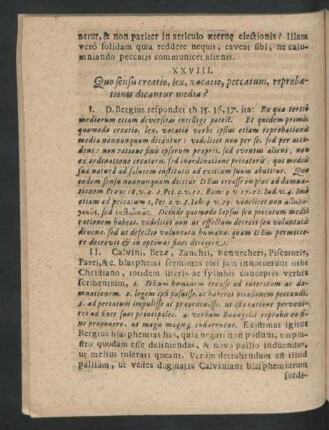 XXVIII. Quo sensu creatio, lex, vocatio, peccatum, reprobationis dicantur media?
