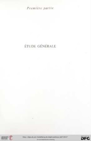 Première partie: Étude générale