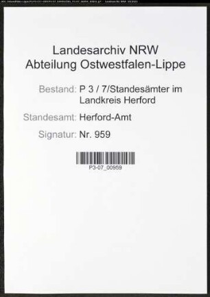 Heiratsregister Standesamt Herford-Amt