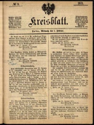Ausgabe vom Mittwoch, den 01. Februar 1871.
