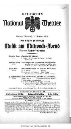 Musik am Mittwoch-Abend Viertes Kammerkonzert