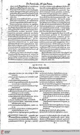 Pars Prima, Quaestio 9 De Poena Infanticidii.