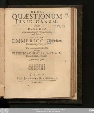 Decas Quaestionum Iuridicarum