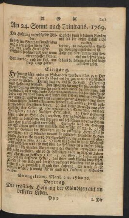 Am 24. Sonnt. nach Trinitatis. 1769