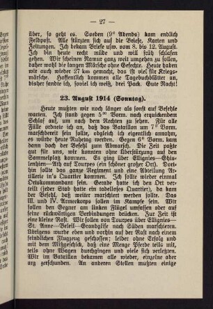 27-38, 23. August 1914. (Sonntag). - 28. August 1914. (Freitag).