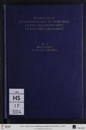 3,1: Verzeichnis astrologischer und mythologischer illustrierter Handschriften des lateinischen Mittelalters: 3. Handschriften in englischen Bibliotheken