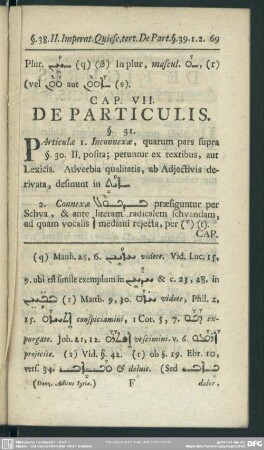 Cap. VII. De Particulis
