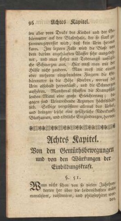 Achtes Kapitel. Von den Gemüthsbewegungen und von den Würkungen der Einbildungskraft