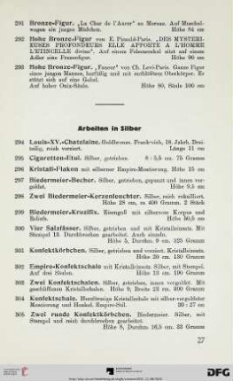 Arbeiten in Silber (Nr. 294-341)