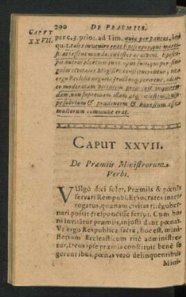 Caput XXVII. De Praemiis Ministrorum Verbi.