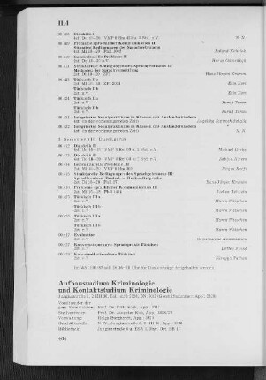 Aufbaustudium Kriminologie und Kontaktstudium Kriminologie
