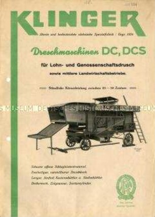 Dreschmaschinen Typ "DC und DCS"