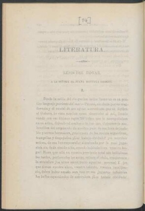 Lejos del hogar. : Literatura. A la señorita de Juana Manuela Gorriti.