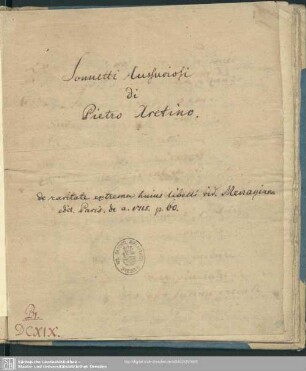 [Text:] Sonetti lussuriosi