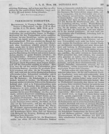 Bank, T. W. H.; Henke, E. L. T.: Das Predigerseminar zu Wolfenbüttel. Braunschweig: Vieweg 1837