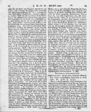 Deutschland: Briefe eines ehrlichen Mannes bey einem wiederholten Aufenthalt in Weimar. IV. 92 S. 8.
