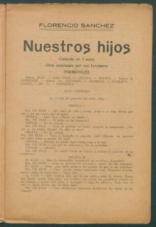 1919007500: Nuestros hijos : comedia en tres actos