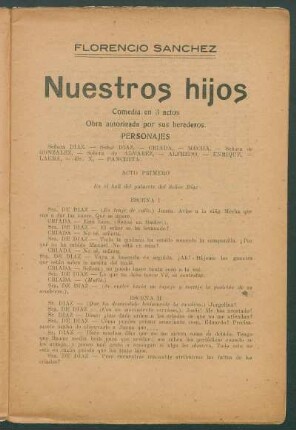 1919007500: Nuestros hijos : comedia en tres actos