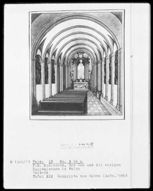 Der Dom und die vorigen Hauptkirchen in Fulda — Tafel 30: Domkrypta von Osten
