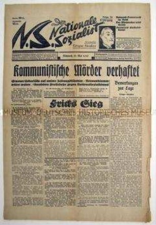 Nationalsozialistische Tageszeitung "Der Nationale Sozialist" u.a. über Straßenkämpfe zwischen Kommunisten und Nationalsozialisten
