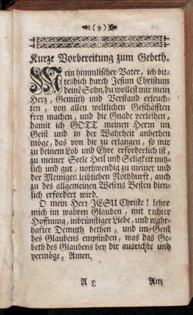 Kurze Vorbereitung zum Gebeth