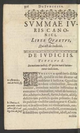 Summae Iuris Canonici, Liber Quartus, Qui est de Iudiciis.