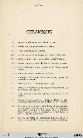 Céramique (Nr. 35-49)
