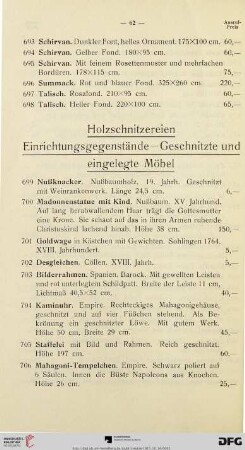 Holzschnitzereien Einrichtungsgegenstände – Geschnitzte und eingelegte Möbel (Nr. 699-776)