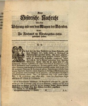 Der Wöchentlichen Wappenbelustigungen ... Stück, 6. Wappen der Schenken von Reicheneck