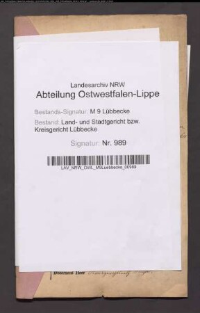 Erblasser: Oevermann, Louise Dorothee, geb. Westerhoff: