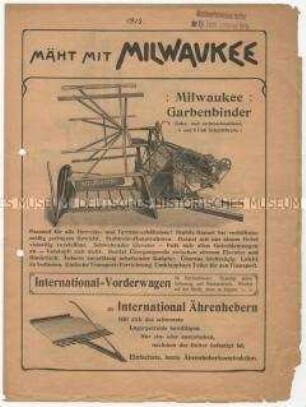Getreideerntemaschinen der Milwoukee (Harvester Company) in USA