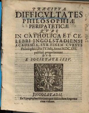 Disputatio Philosophica De Anima Vegetativa
