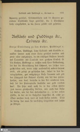 Aufläufe und Puddings &c., Crêmes &c.