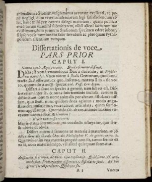 Dissertationis de voce. Pars Prior