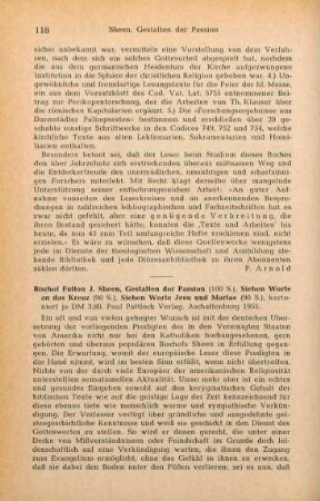 118-119 [Rezension] Sheen, Fulton J., Gestalten der Passion
